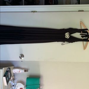 Caché black full length backless dress